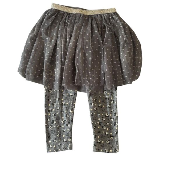 Disney Mickey Mouse Outfit Set Girls 3T Black Gray Gold 2 Piece Sweatshirt Tutu - Picture 2 of 9